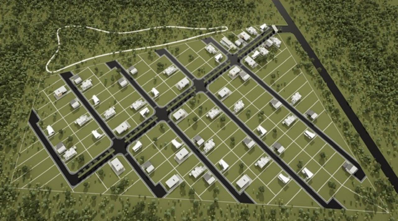 Planta do loteamento da Aldeia da Lua com casas e ruas internas
